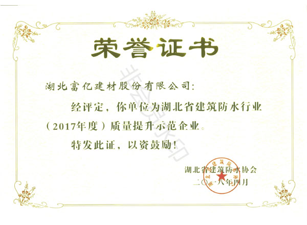 2017年度質量提升示范企業